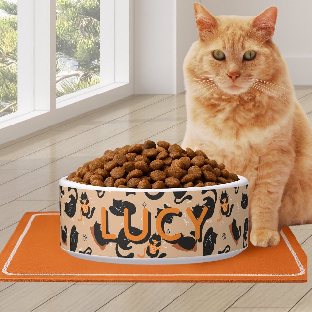 Tigela Cute Pattern Orange Black Cat (Cute Pattern Orange Black Cat Bowl)
