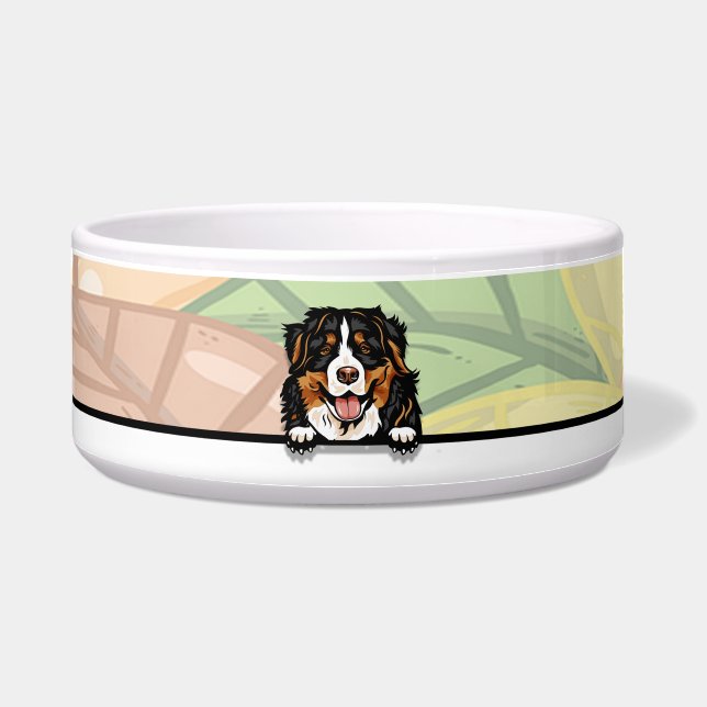 Tigela Cute Peeking Bernese, comida ou bebida (Frente)