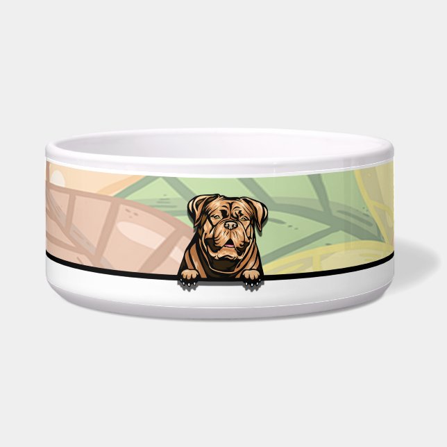 Tigela Cute Peeking Dogue de Bordeaux, comida ou bebida (Frente)