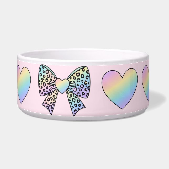 Tigela  cute sweet rainbow hearts pastel gradient pattern (Esquerda)