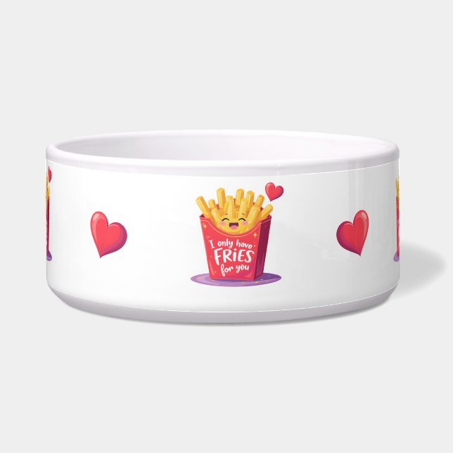 Tigela Cute Valentine French Fries Pun (Frente)