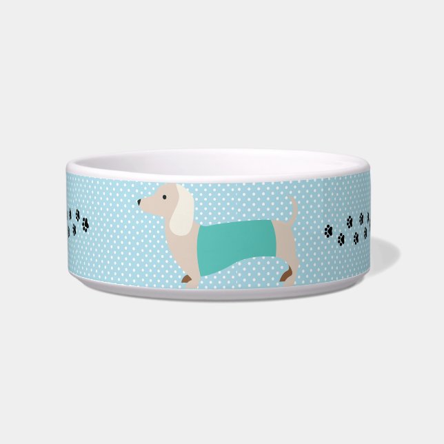 Tigela Dachshund Bowl Blue Bolinhas Wiener Dog Disc (Frente)