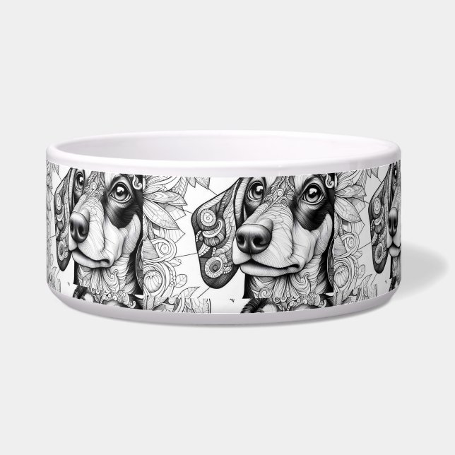 Tigela Dachshund design-Cerâmica Pet Bowl (Frente)