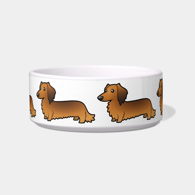 Tigela Dachshund dos desenhos animados (longhair) (Frente)