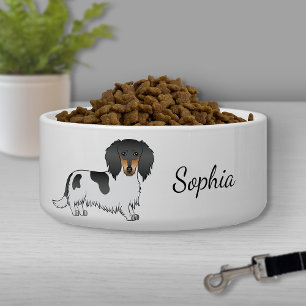 Tigela Dachshund E Nome De Cabelo Longo Preto E Tano