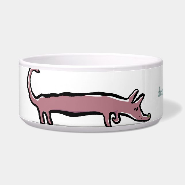 Tigela dachshund e osso - customizáveis (Esquerda)