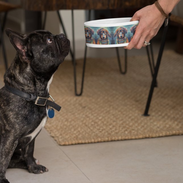 Tigela Dachshund Hippie Feliz  (Criador carregado)