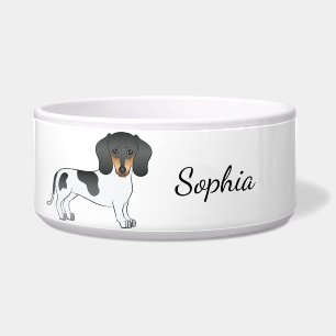 Tigela Dachshund Piebald Preto e Castanho de Pelo Curto &