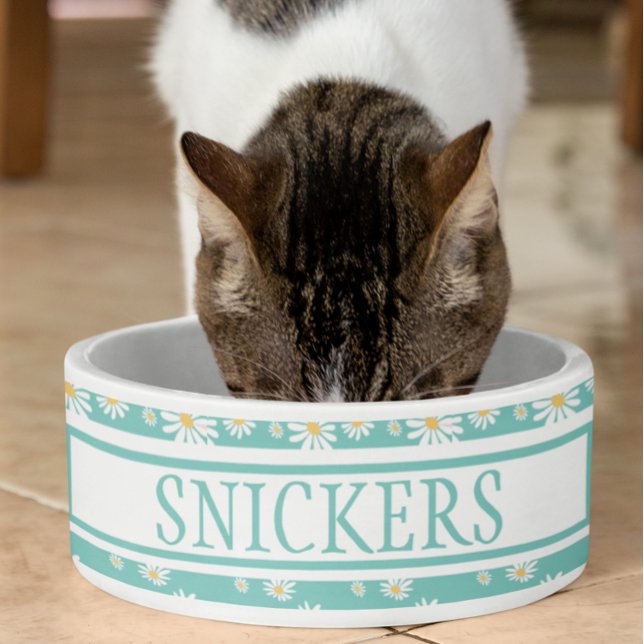 Tigela Daisy Flower Cute Personalize Name (Criador carregado)