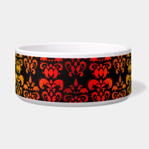 Tigela Damasco vermelho, amarelo e preto