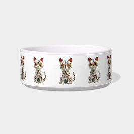 Tigela Day of The Dead Kitty Cat Halloween Dia Muertos 