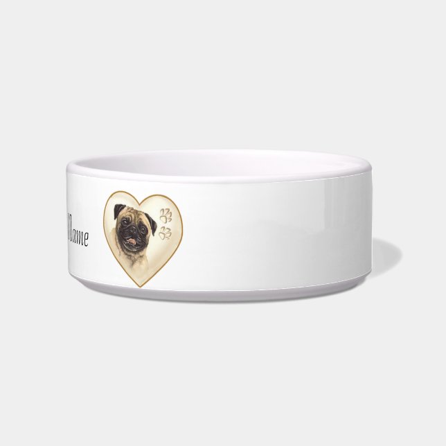 Tigela de água ou prato de comida para cães PUG (Direita)