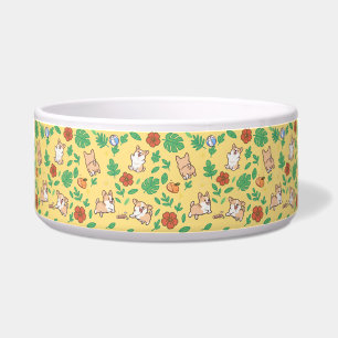 Tigela de Cachorro Corgi Floral de Verão Presente