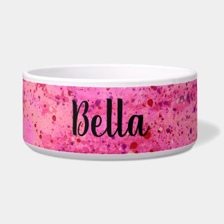 Tigela de Cerâmica Abstrata com Manchas Rosa e Rox