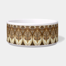 Tigela de Cerâmica Ornamentada Dourada para Pet