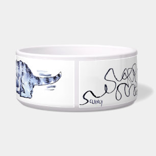 Tigela de cerâmica para gato com fio de lã