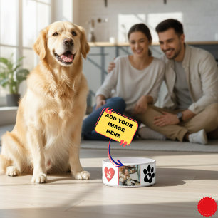 Tigela de Colagem de Fotos de Gato Personalizável