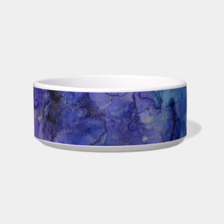 tigela de comida de gato azul e roxo