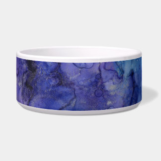 tigela de comida de gato azul e roxo