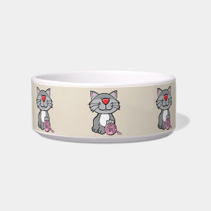 tigela de comida de gato e de fio