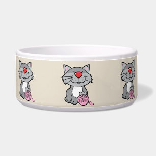 tigela de comida de gato e de fio