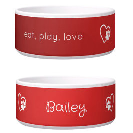 Tigela de comida para cães personalizada Red Eat P