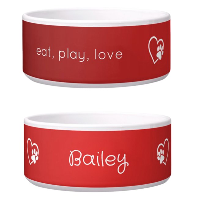 Tigela de comida para cães personalizada Red Eat P (Criador carregado)