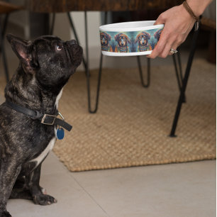 Tigela de comida para cão Boho Groovy Retro Hippie