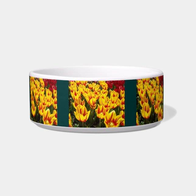 Tigela de comida para gato com flores de tulipa Pr (Frente)