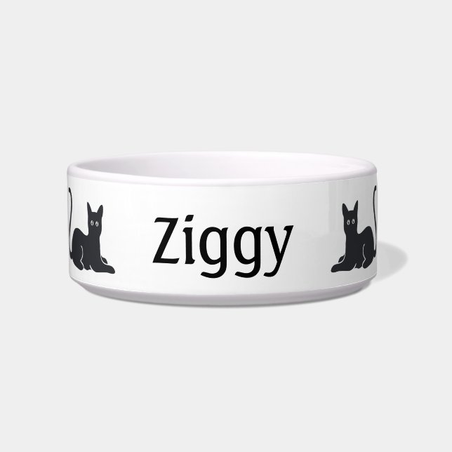 Tigela de Gato Personalizada Gato Preto (Frente)