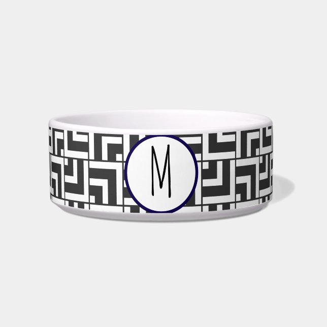 Tigela de Jarrão de Gengibre Branco Cinza Monogram (Frente)