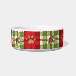 Tigela de Natal Rústica para Gatos – Vermelho e Ve