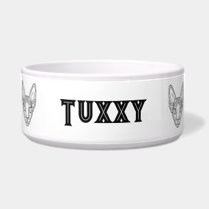 Tigela de nome de gato Sphynx personalizada