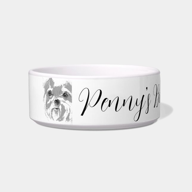 Tigela de Pet Cerâmica Personalizada para Shih Tzu (Frente)