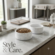 Tigela de Pet com Acabamento em Mármore Elegante p