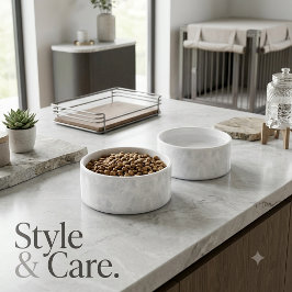 Tigela de Pet com Acabamento em Mármore Elegante p