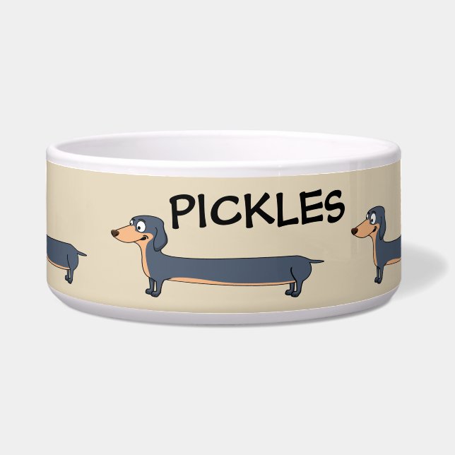 Tigela de Pet de Cerâmica Dachshund - Cachorro Com (Frente)