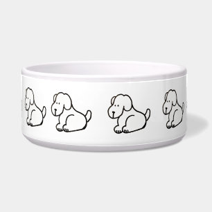 Tigela de Pet para Cães Sentados Cartoon Engraçado