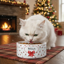 Tigela de Pet Personalizada com Azevinho em Aquare