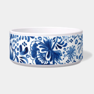 Tigela Desenho de Batik Azul e Branco Bonito