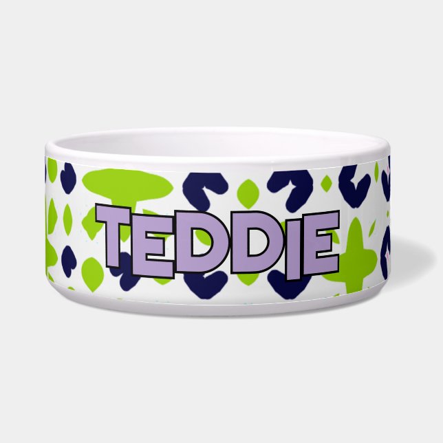 Tigela Desenho Geométrico Divertido Verde Marinho Roxo (Frente)