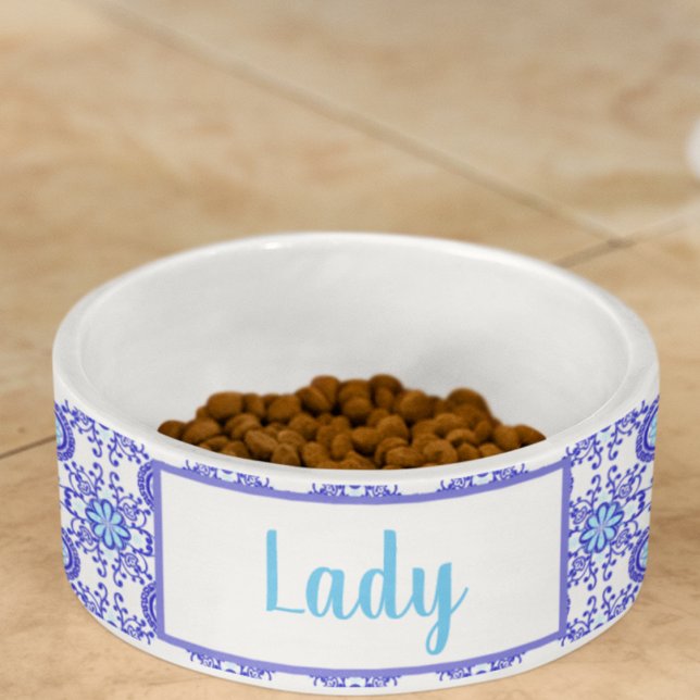 Tigela Design de Azulejo Positano Amalfi (A lovely Italian style food or water bowl with your pet's name! )
