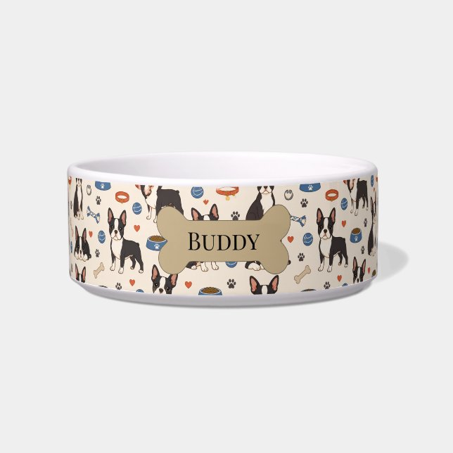 Tigela Design de Boston Terrier (Frente)