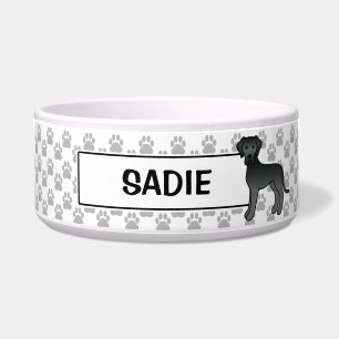 Tigela Design de Cachorro Grande Negro com Nome de Pet