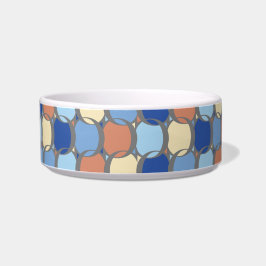 Tigela Design de Círculos Azuis Laranja e Amarelos Retro 