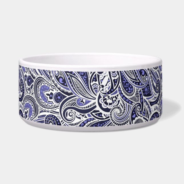 Tigela Design de padrões branco-azul-esmalte (Frente)