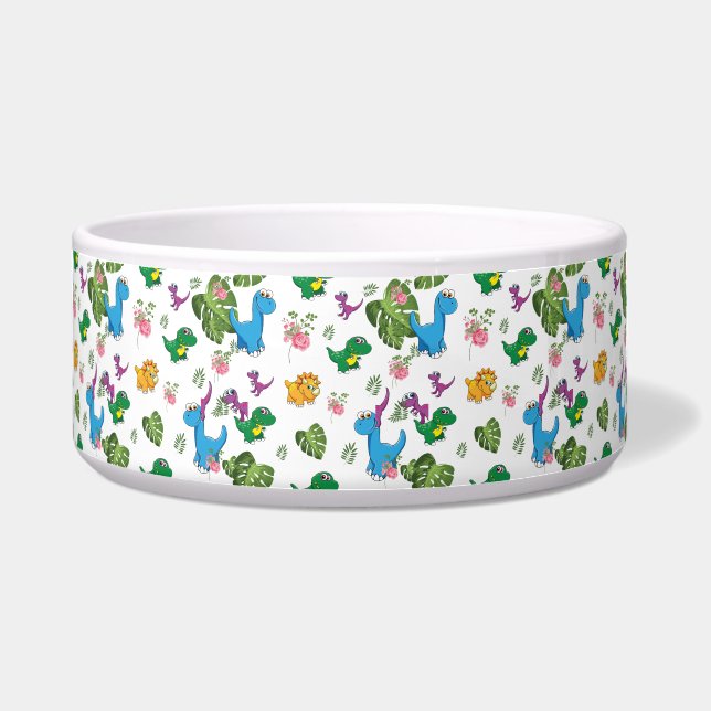 Tigela Dinossauro engraçado, folhas (Frente)