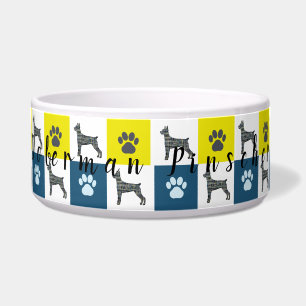 Tigela Doberman Pinscher Cachorro e Pata Amarelo Pet Bowl