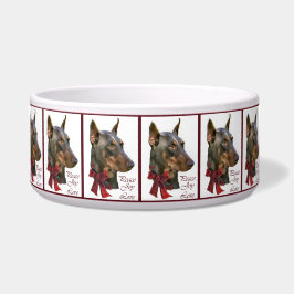 Tigela Doberman Pinscher Christmas
