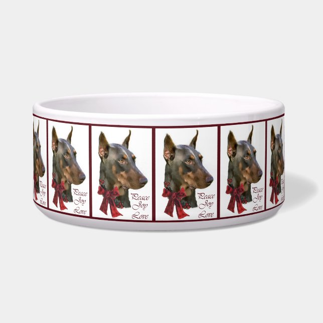 Tigela Doberman Pinscher Christmas (Frente)